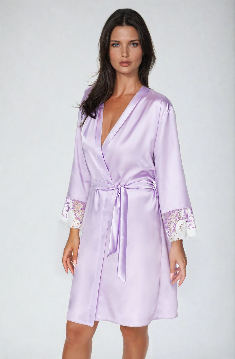 Irall Cleopatra Satin Chiffon Dressing Gown Black