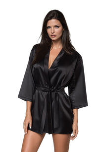 Irall Aria Short Satin Dressing Gown in Black