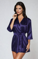 Irall Aria Short Satin Dressing Gown Navy