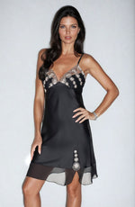 Irall Cleopatra Satin and Chiffon Nightdress Black