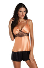 Irall Raven Shorts Top Nightwear Set Orange / Black