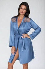 Irall Cleopatra Satin Chiffon Dressing Gown Black