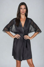 Irall Cleopatra Satin Chiffon Dressing Gown Black