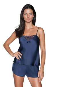 Irall Tori Shorts Top Satin Lace Nightwear Set Navy Blue