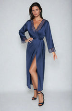 Irall Cleopatra Satin Chiffon Dressing Gown Black