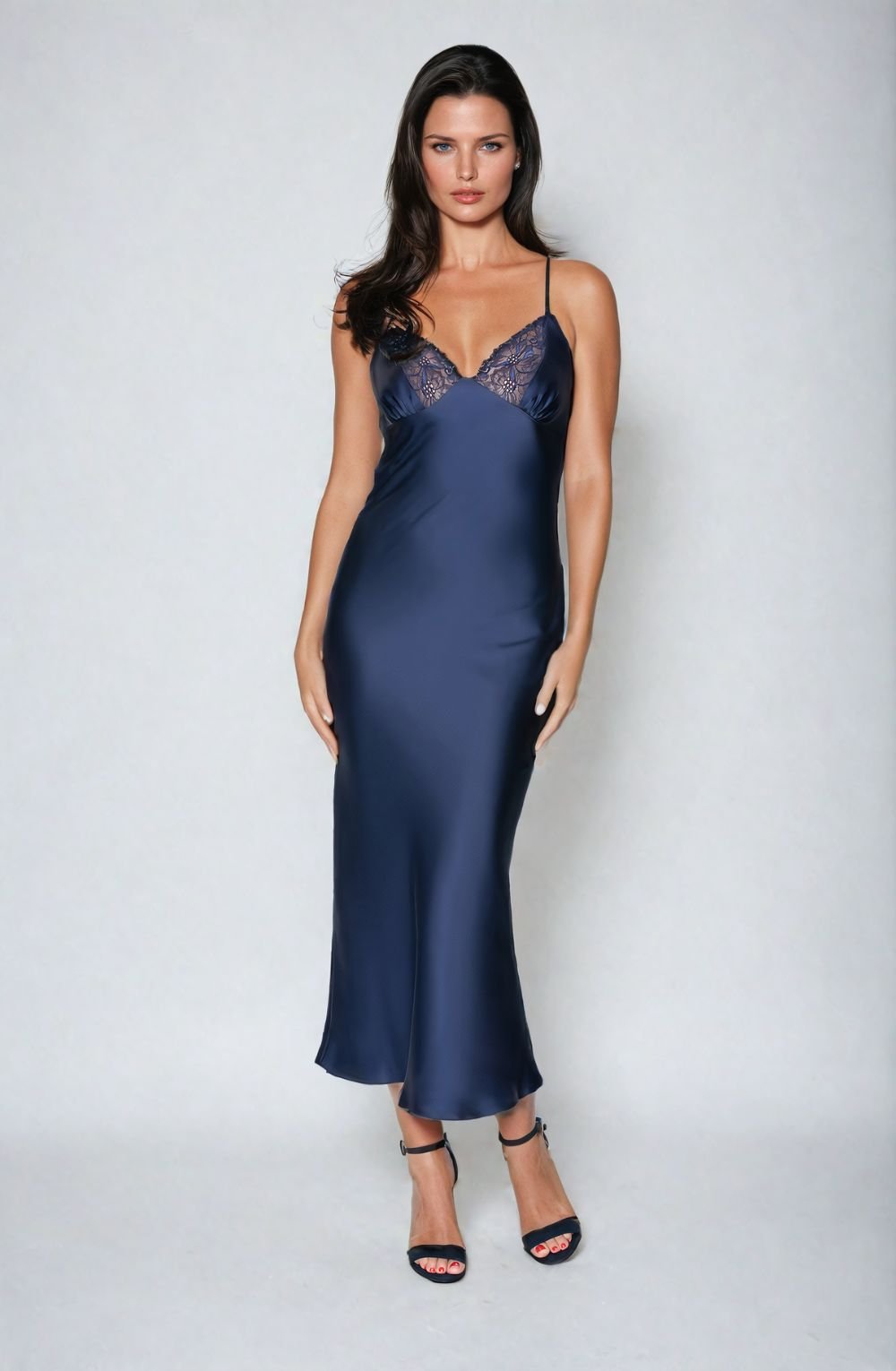 Irall Cleopatra Satin Chiffon Dressing Gown Black