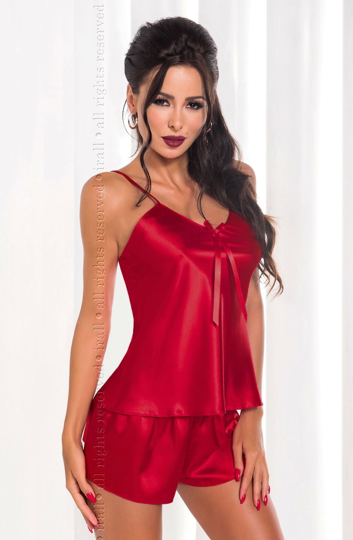 Irall Aria Shorts Top Nightwear Set Burgundy