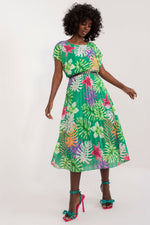 Italy Moda Daydress Colorful Flared Summer Dress - Vibrant Short-Sleeve Chic green one-size-fits-all