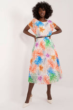 Italy Moda Daydress Colorful Flared Summer Dress - Vibrant Short-Sleeve Chic beige one-size-fits-all