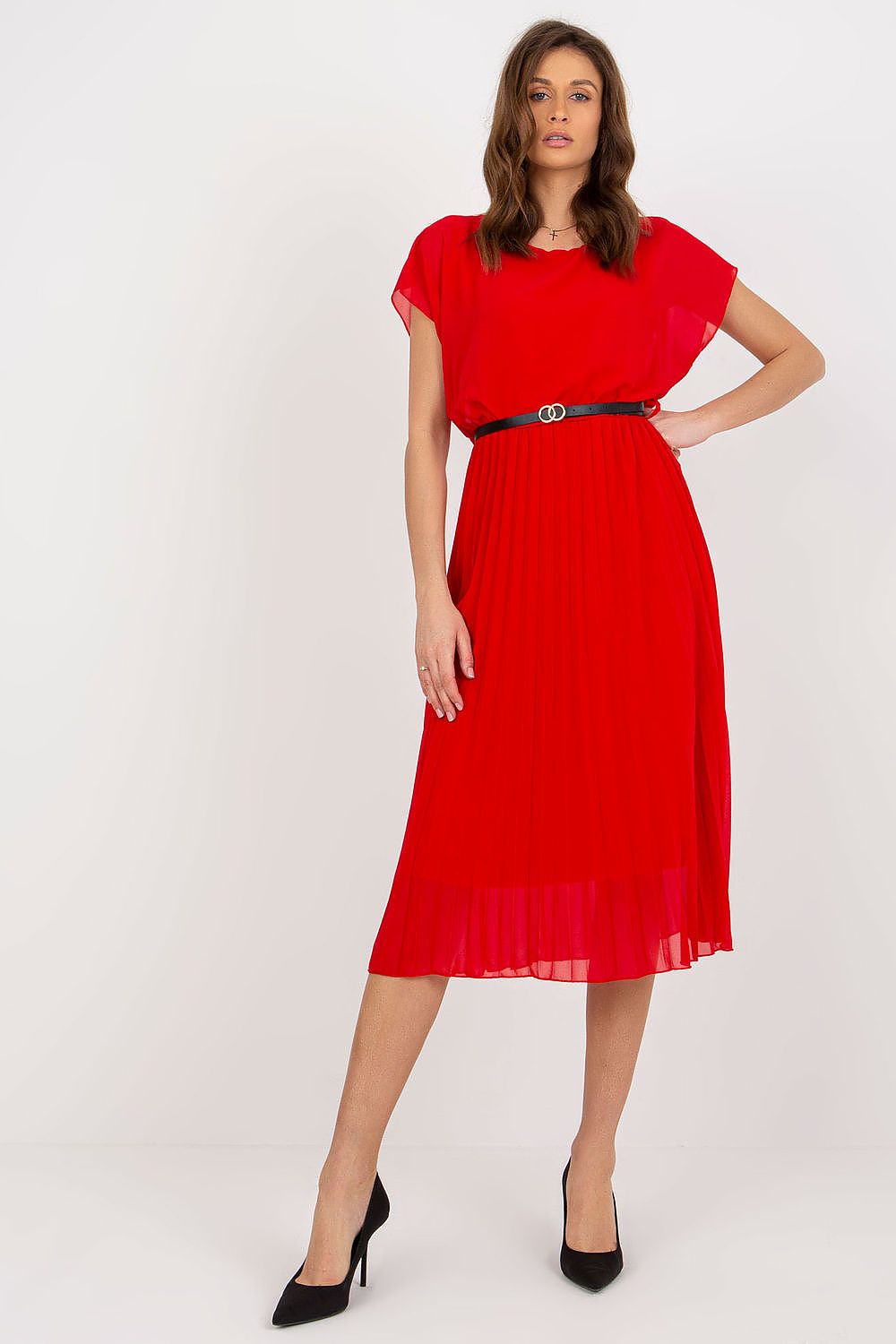 Italy Moda Daydress Colorful Flared Summer Dress - Vibrant Short-Sleeve Chic red one-size-fits-all