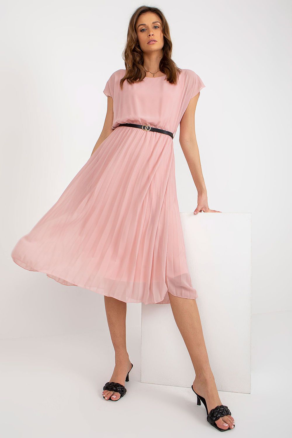 Italy Moda Daydress Colorful Flared Summer Dress - Vibrant Short-Sleeve Chic pink 2 one-size-fits-all