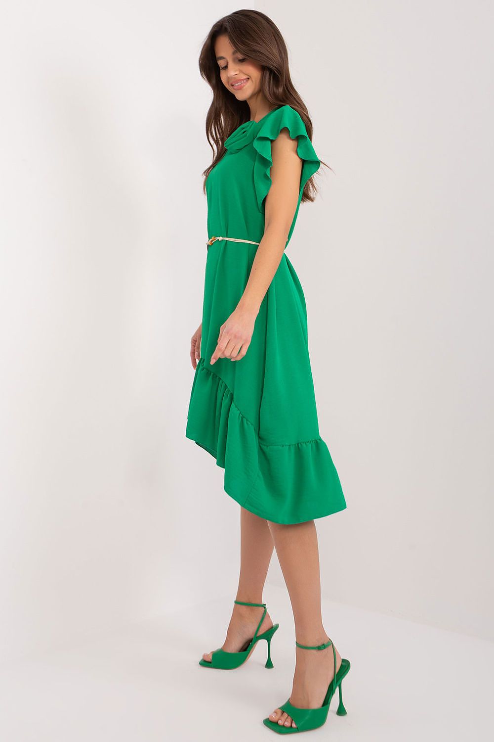 Italy Moda Flared Asymmetrical Day Dress