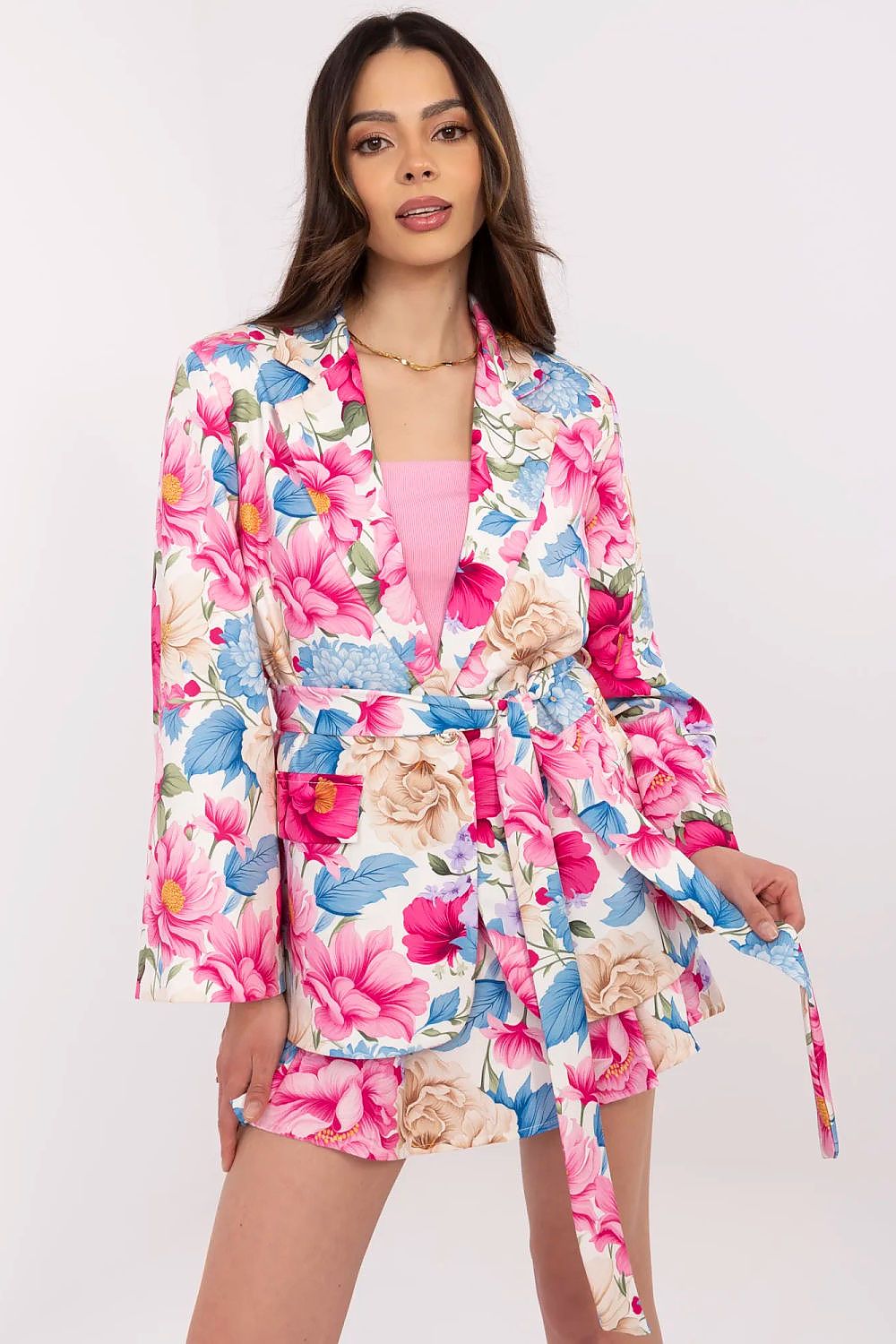 Italy Moda Floral Blazer & Shorts Co-Ord Set pink one-size-fits-all