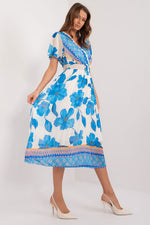 Italy Moda Summer Frilled Daydress Envelope Neckline Pleated Bottom