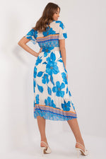 Italy Moda Summer Frilled Daydress Envelope Neckline Pleated Bottom