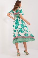 Italy Moda Summer Frilled Daydress Envelope Neckline Pleated Bottom