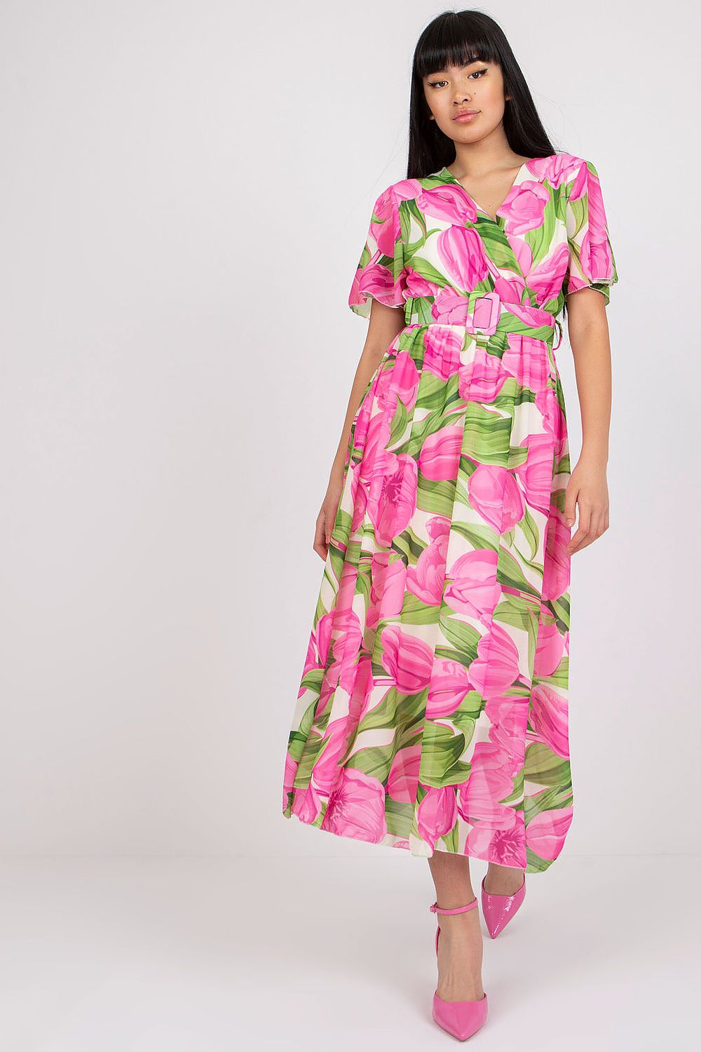 Italy Moda Summer Frilled Daydress with Envelope Neckline