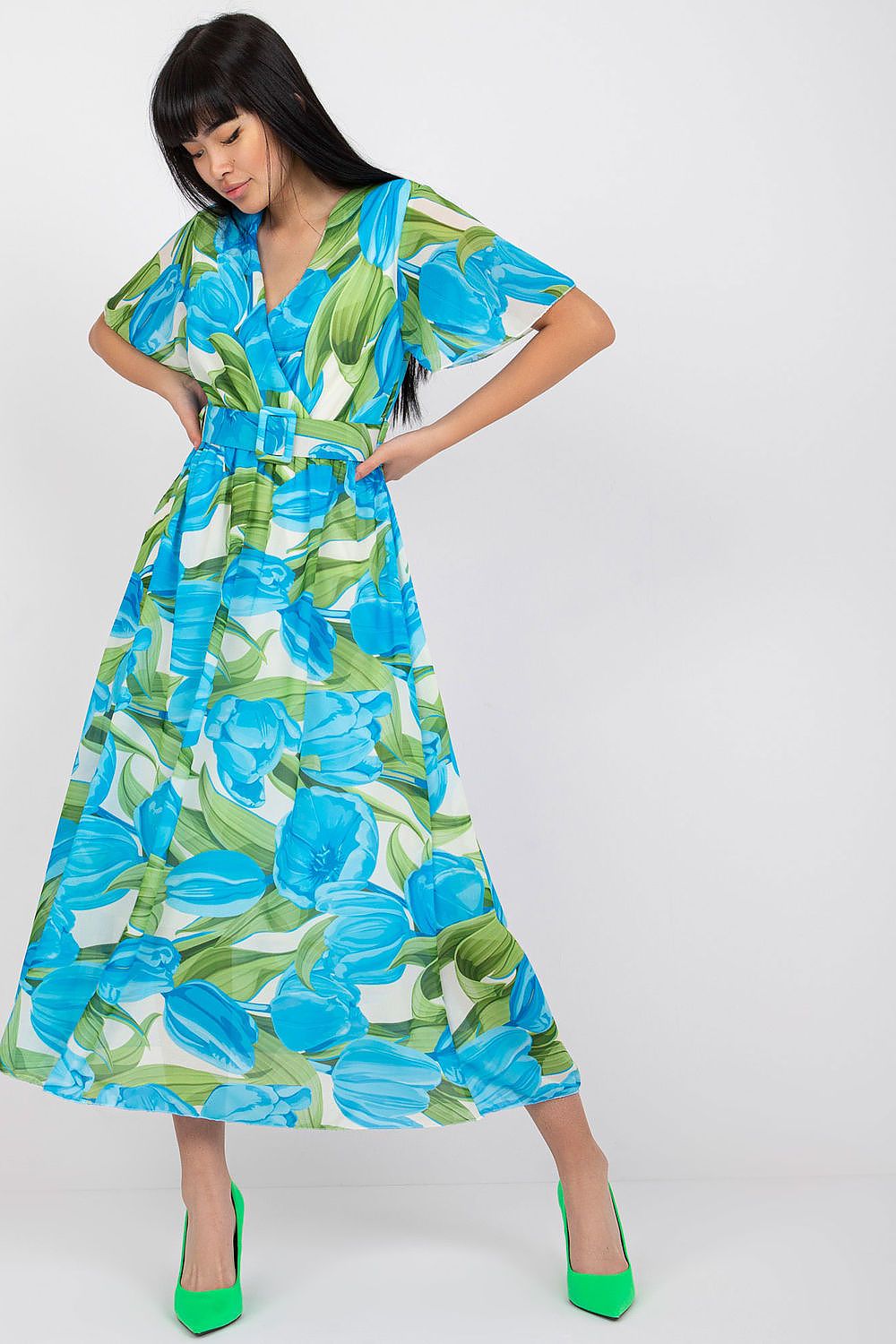 Italy Moda Summer Frilled Daydress with Envelope Neckline