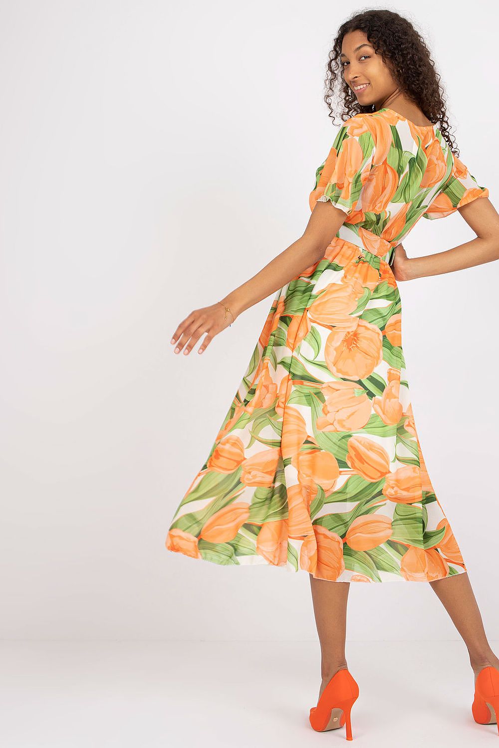 Italy Moda Summer Frilled Daydress with Envelope Neckline