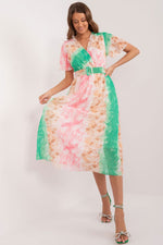 Italy Moda Summer Frilled Daydress with Envelope Neckline multicolor one-size-fits-all
