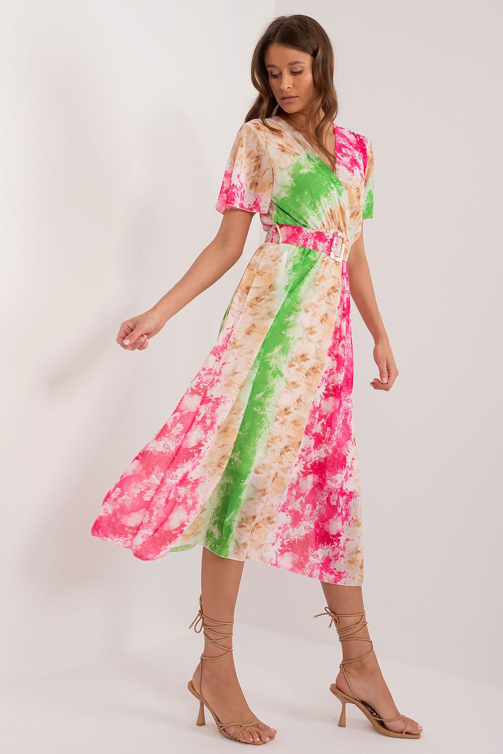 Italy Moda Summer Frilled Daydress with Envelope Neckline