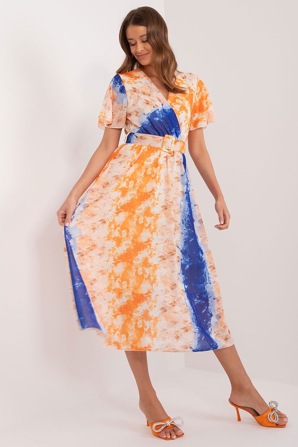 Italy Moda Summer Frilled Daydress with Envelope Neckline
