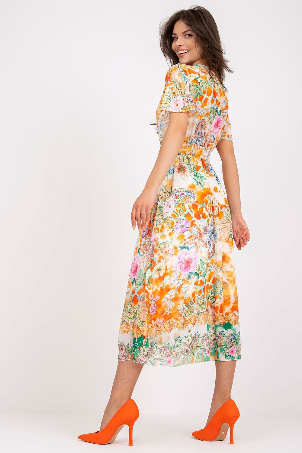 Italy Moda Summer Frilled Daydress with Envelope Neckline