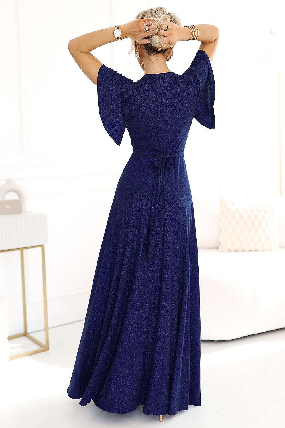 Numoco Jennifer Wrap-Neck Maxi Dress with Butterfly Sleeves