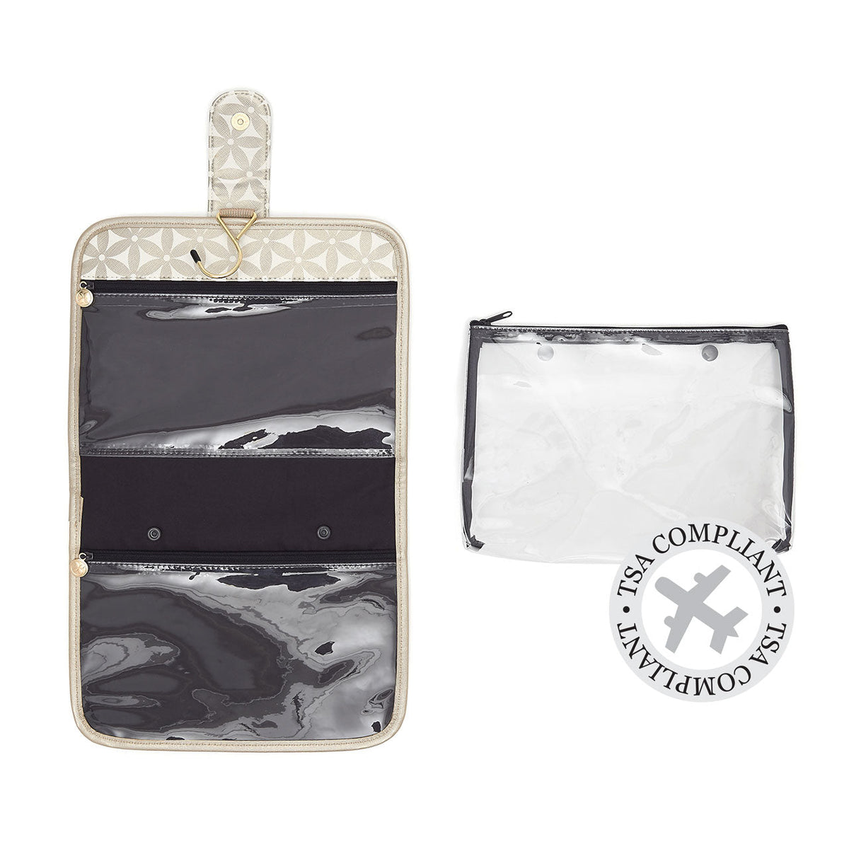 Kate' Hanging Beauty Bag in Starflower Gold