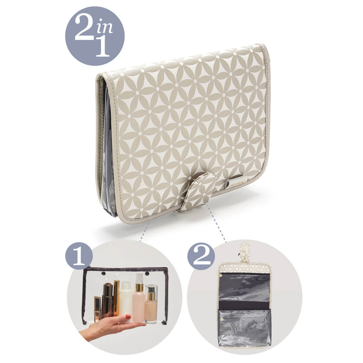 Kate' Hanging Beauty Bag in Starflower Gold