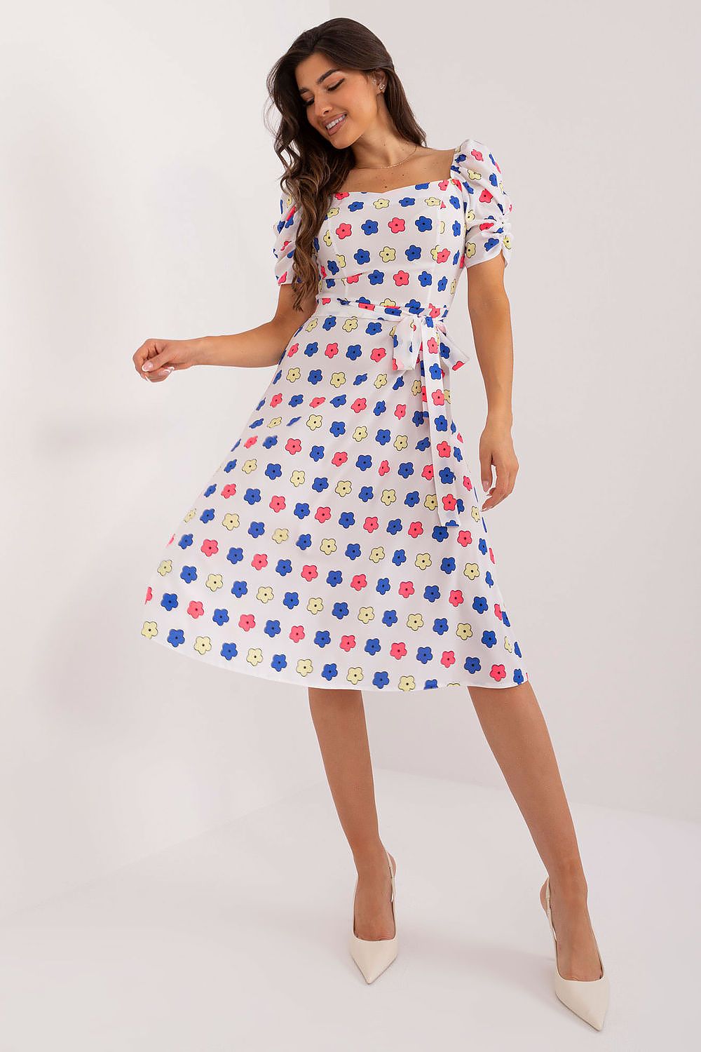 Lakerta Romantic Floral Fit-and-Flare Day Dress