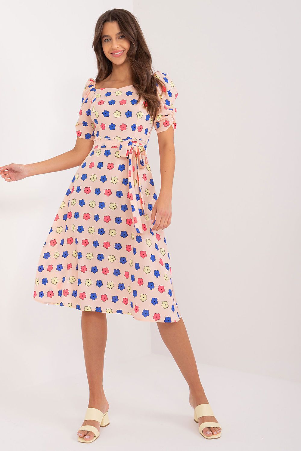 Lakerta Romantic Floral Fit-and-Flare Day Dress pink