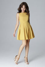 Lenitif Sleeveless Cocktail Dress with Flared Skirt yellow
