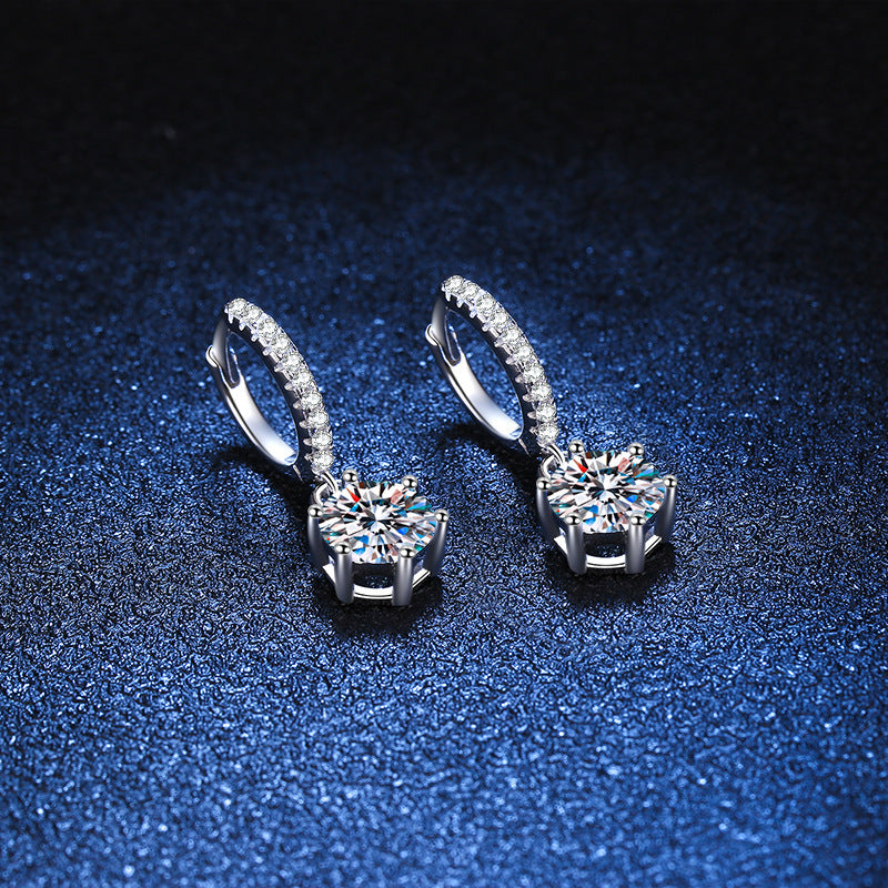 Liliana Six-claw D Colour Moissanite Earrings 0.5 Carat Moissanite 925 Silver