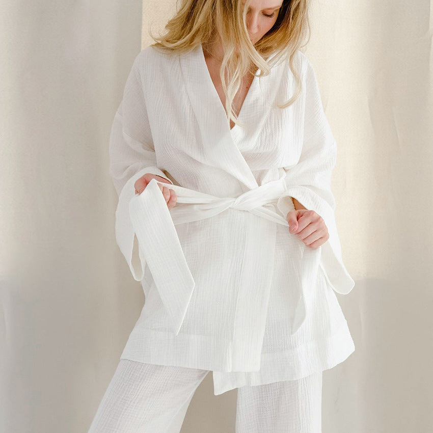 Long Kimono Blazer Tied Top Wide Leg Trouser Top Co-ord Set