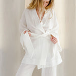 Long Kimono Blazer Tied Top Wide Leg Trouser Top Co-ord Set