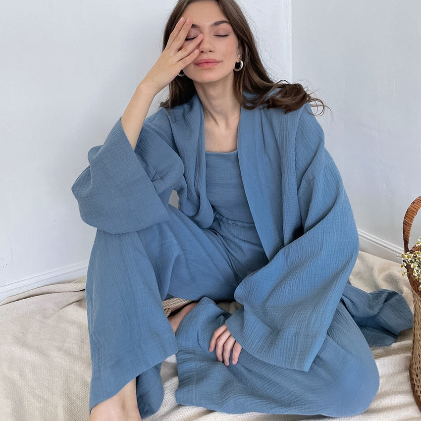 Long Kimono Blazer Tied Top Wide Leg Trouser Top Co-ord Set