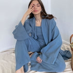 Long Kimono Blazer Tied Top Wide Leg Trouser Top Co-ord Set
