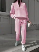 Long-sleeved Sports Sweatshirt Suit Fashion Stand-up Collar Zip-up Loungewear Set