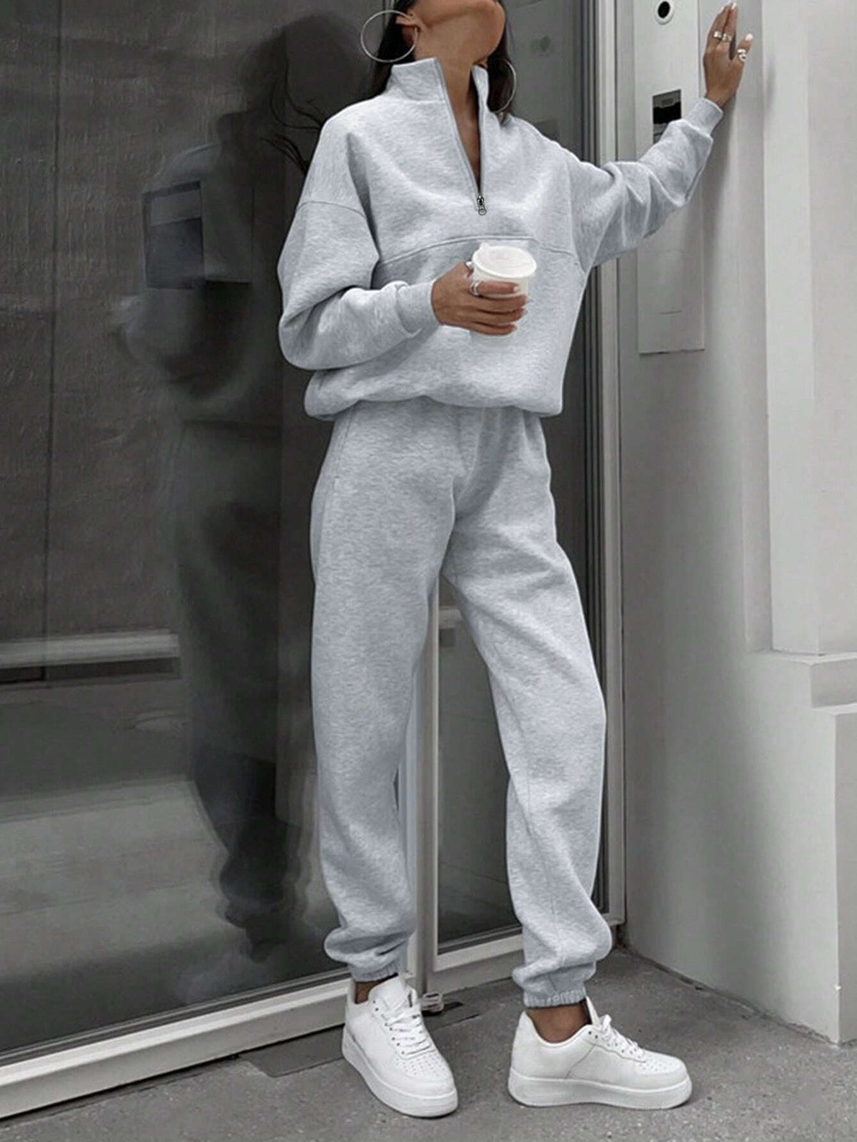 Long-sleeved Sports Sweatshirt Suit Fashion Stand-up Collar Zip-up Loungewear Set