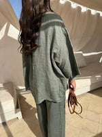 Loose Casual Wide Leg Pants & Long Sleeve Shirt Co-ord Set - Stylish Comfort