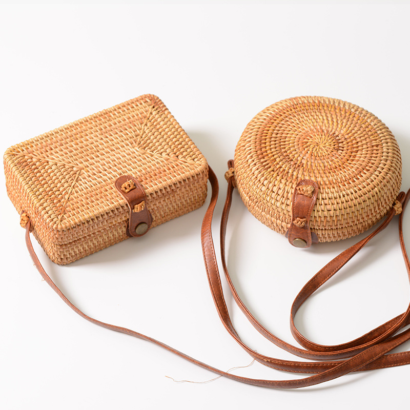 Lucia Hand-Woven Bamboo Rattan Grass Straw Holiday Vacation Bag