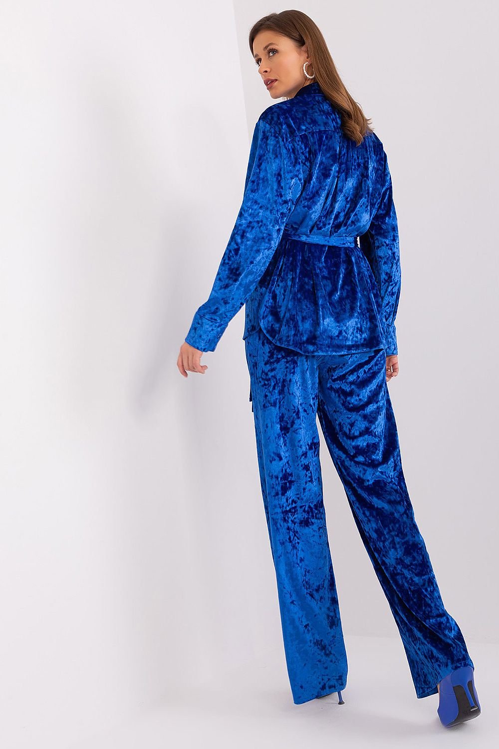 Luxurious Tie Waist Velour Wide Leg Pants Loungewear Set | Lakerta