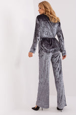 Luxurious Tie Waist Velour Wide Leg Pants Loungewear Set | Lakerta