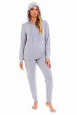 Daisy Dreamer Pink Grey Hooded Pyjama Set - Soft Stretchable Loungewear GREY