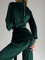 MAJESTIC Women’s Personalised Luxurious Emerald Green Velour Robe Green