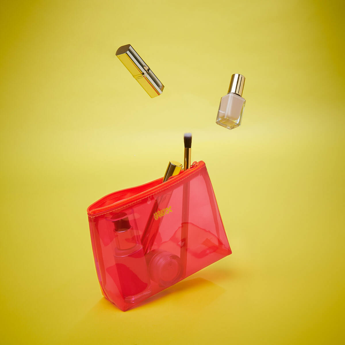 Mia' Makeup Bag in Clear Pink