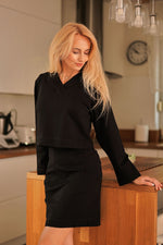 Mirale Dallas Dress & Hoodie Set - Sporty V-Neck Cotton Knit Chic
