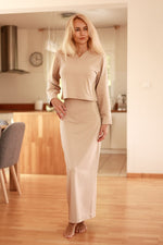 Mirale Irving Dress & Arizona Sweatshirt Set - Sporty Cotton Jersey Lounge Chic beige
