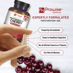 Montmorency Cherry 6400mg | 200 Tart Cherry Capsules | Natural Tart Cherry Extract Supplement for Men & Women – Super Strength, Gluten Free, Vegan and GMO Free – Made in the UK by Prowise